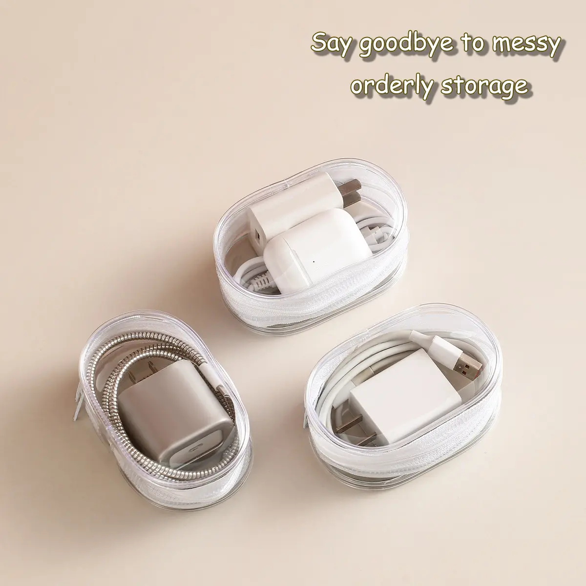 Data Cable Storage Bag Transparent PVC Portable Mini Card Holder Lipstick Earphone Cable Carrying Storage Pouch