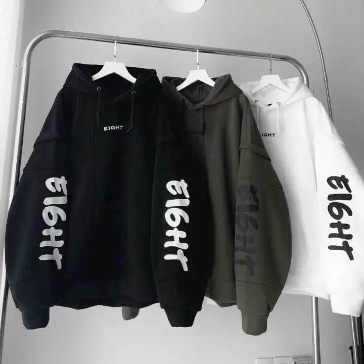 ÁO KHOÁC NỈ FORM RỘNG CÓ MŨ EIGHT THỜI TRANG HOTTREND HÀN QUỐC Benzen Store Nam Menswear Hoodie Dài Tay