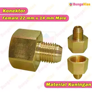 Konektor Reducer Female 22 mm x 14 mm Male Drat Convex Nepel Joiner Kuningan Sprayer Elektrik Semprotan Air Kompresor Jet Cleaner Mesin Cuci Mobil Motor SS-847