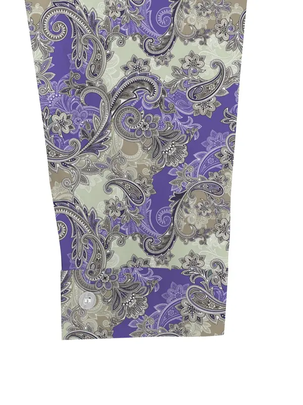【Plus Size】 Paisley Print Curved Hem Shirt, Casual Long Sleeve Collared Top for Spring, Women's Plus Clothing for Daily Wear 2