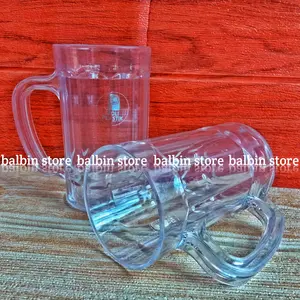 Gelas gagang  poli plastik ukuran 450 ml model terbaru kualitas food grade tebal dan tahan panas isi 6 pcs