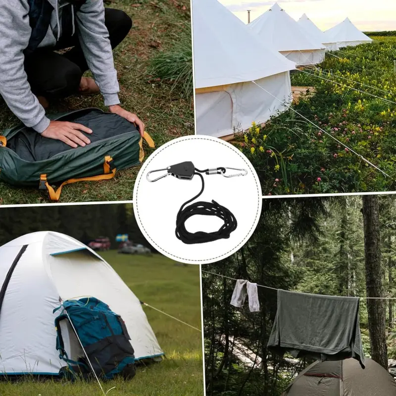 Camping Wind Rope Pulley Tie Downs with Carabiners, 4 Counts Durable Nylon Rope, Ideal for Securing Tents, Canopies & Tarps, Camping Essentials 8