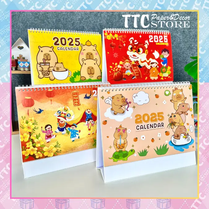 Lịch 2025 Để Bàn Size Lớn 17.5*25.5cm, Có Ngày Âm Lịch , Có Trang Ghi Chú To Do List Và Sticker, Thiết Kế Độc Quyền
