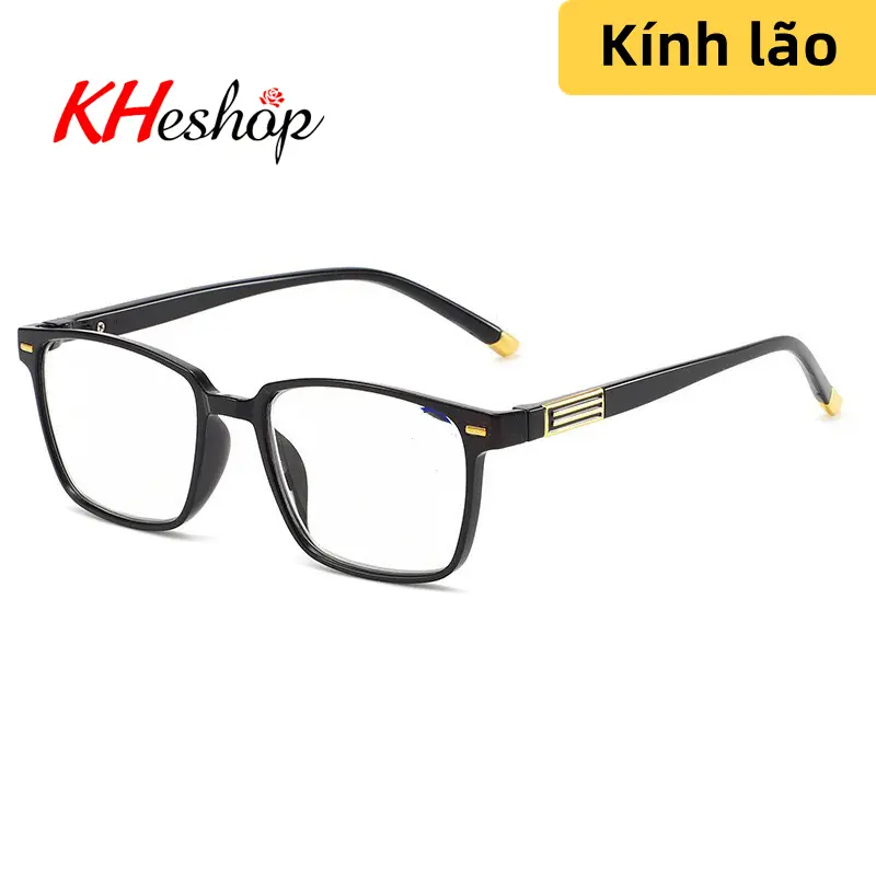 [Mã HY1208] Kính lão gọng Hàn Quốc cổ điển có độ phân giải cao tròng vuông Mắt Kính Tròng Kính 7
