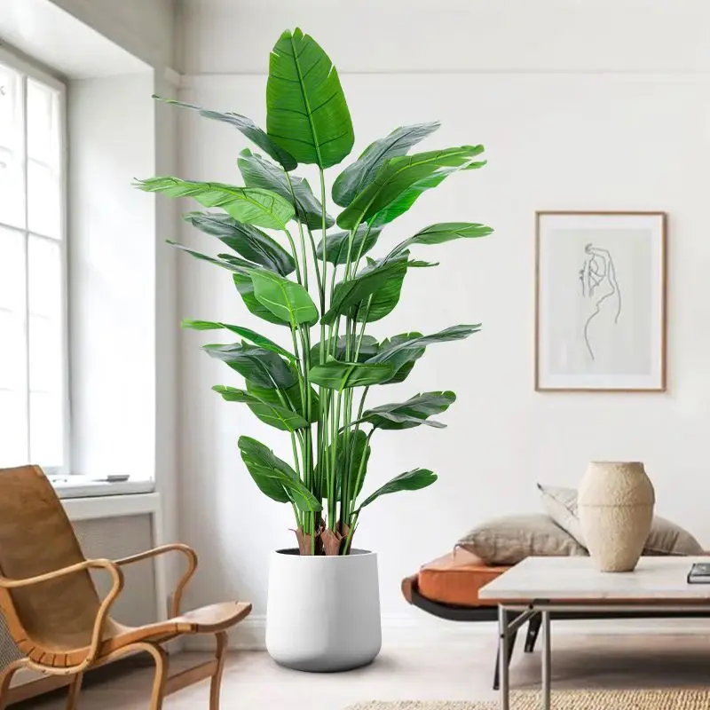 Simple Fashion Artificial Green Plant Indoor Bonsai Large Bionic Plant Fake Trees Light Luxury Living Room Decorative Flower Bird of Paradise Floor Ornaments Courtyard Decoration