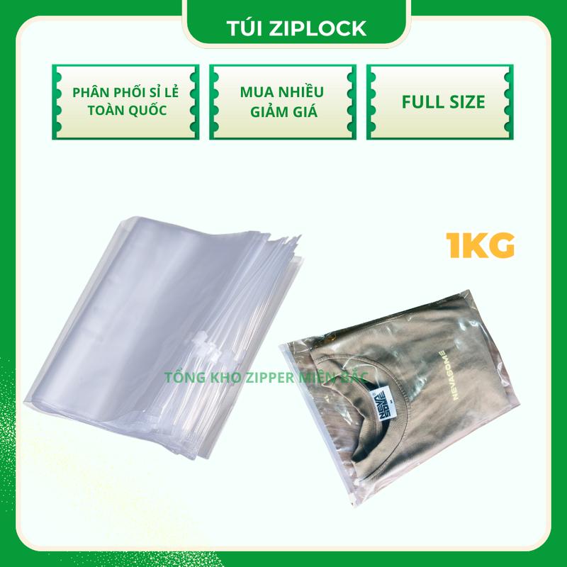 1KG Túi zip có khóa kéo màu trong suốt đựng quần áo giày dép thời trang đủ size