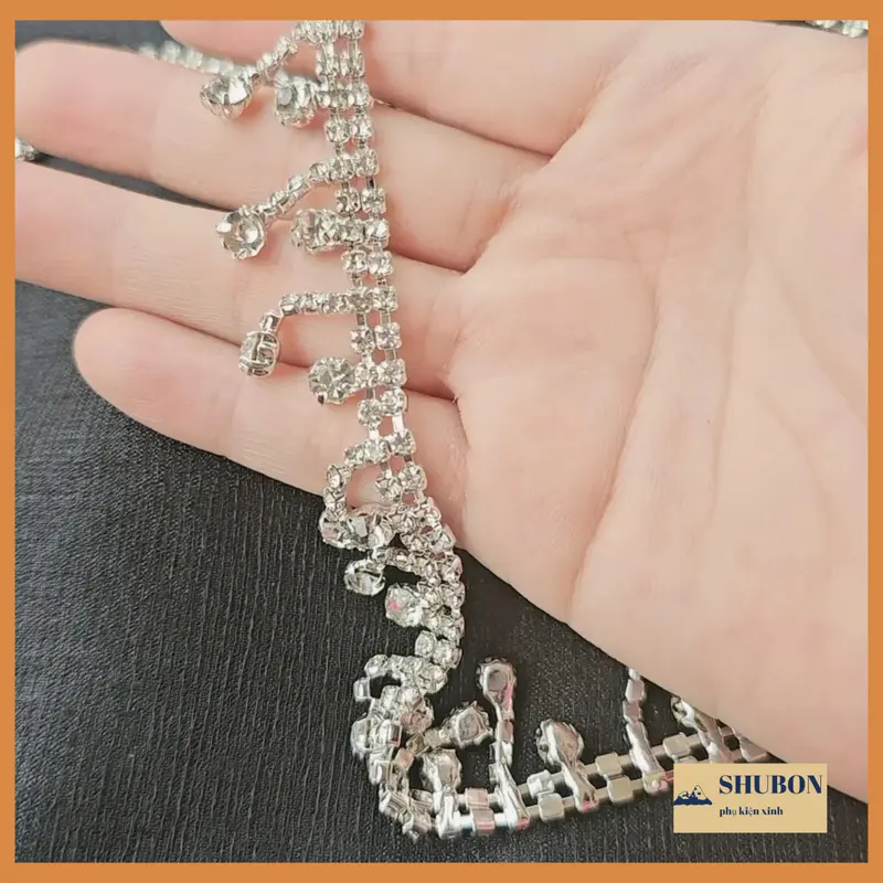 1 mét dây đá toong teng giọt nước đính đá dùng để làm đồ handmade tại nhà - phụ kiện thời trang 1