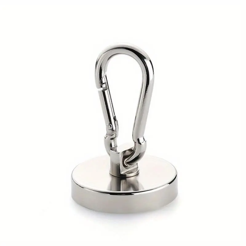 Magnetic Hook, 2 Counts Magnetic Hook with Carabiner, Neodymium Magnets Hook for BBQ, Hanging, Cruise, Kitchen, Garage & Refrigerator