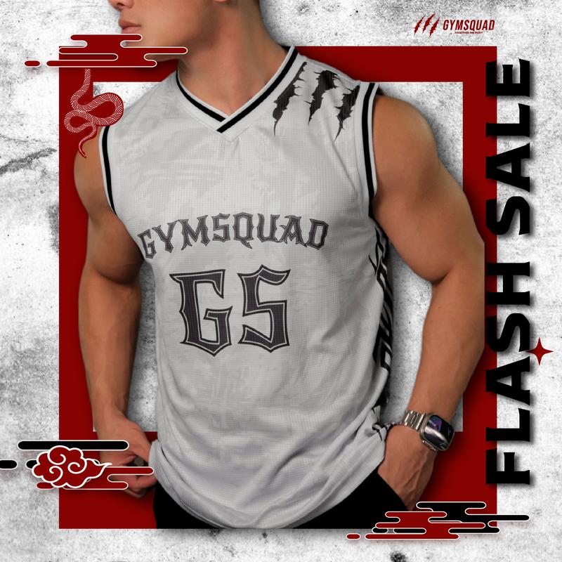 Áo Ba Lỗ Beast Phong Cách Bóng Rổ GYMSQUAD Chất Mè Thoáng Khí Co giãn Mensport (giặt mặt trái) jersey