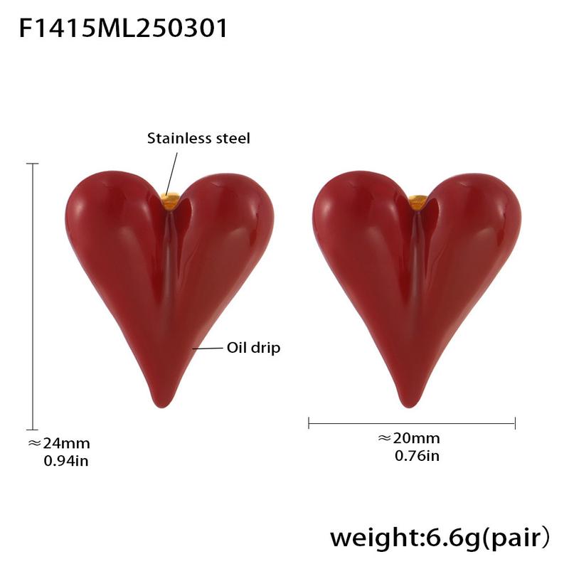 Product Introduction of Weighted Glaze Heart Earrings Ins Style Niche Heart Ear Studs for Women Stainless Steel PVD Plating Factory 4