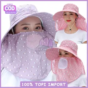 Topi Pantai Visor Lipat Lebar Anti Sinar Matahari Fashion Outdoor Penutup Pelindung Kulit Wajah Aksesoris Fashion Wanita