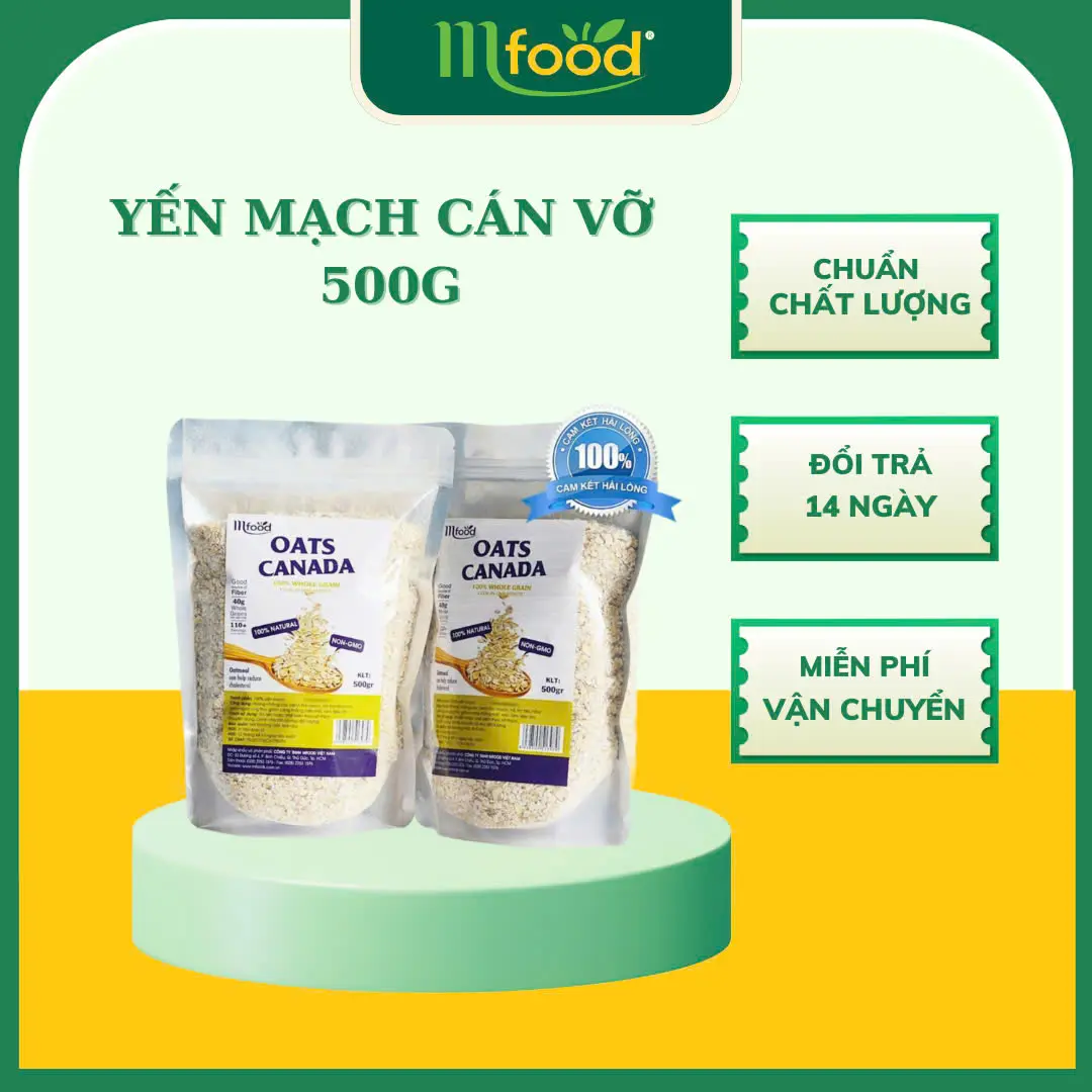 Yến mạch Canada Cán Vỡ Nguyên Chất - Túi 500g -  Món quà cho sức khỏe. Thức Ăn