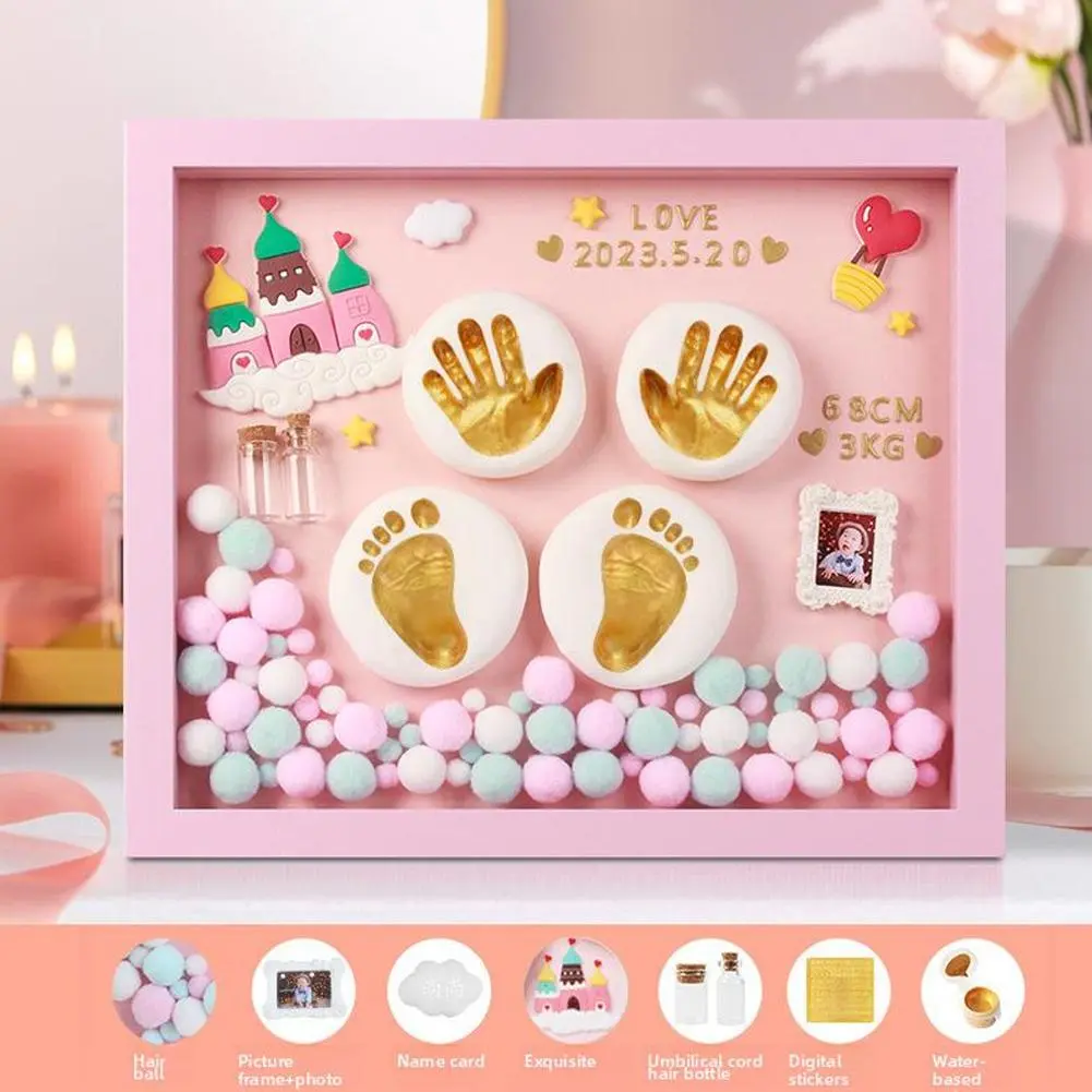 Baby Hand Foot Print - Baby Gift Set Newborn Full Moon Hamper Gift Baby Boy Girl Frame