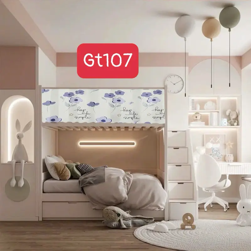 [có size 3m] Rèm che gác lửng, rèm DÁN KÈM GAI DÁN lan can gác trọ vải poly 4