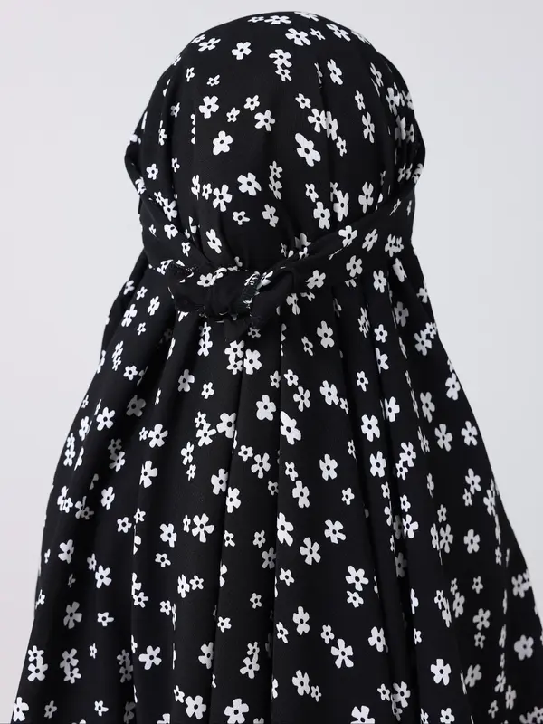 Girl's Ditsy Floral Print Hooded Abaya, Modest Long Sleeve Hooded Dress for Summer, Kids Clothes for Daily Wear 7