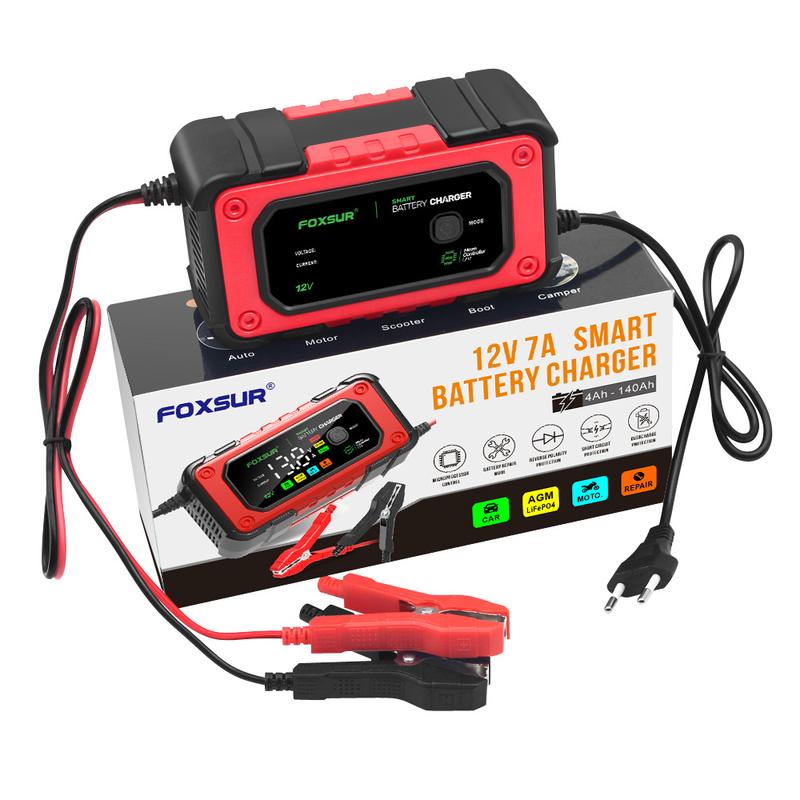 Product Introduction of Foxsur 7a Paparan Warna Skrin Besar 12V Pengecas Kereta Motosikal Agm Pengecas Litium Besi Plumbum Battery Car canvas  motor motor  bit motor  bit lc  standard 17