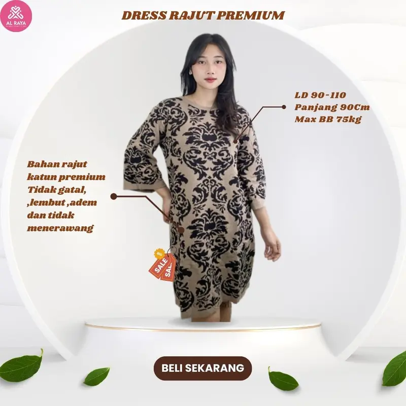 LOREAA DRESS RAJUT WANITA PREMIUM DRSS KNIT IMPORT Casual Panjang 0