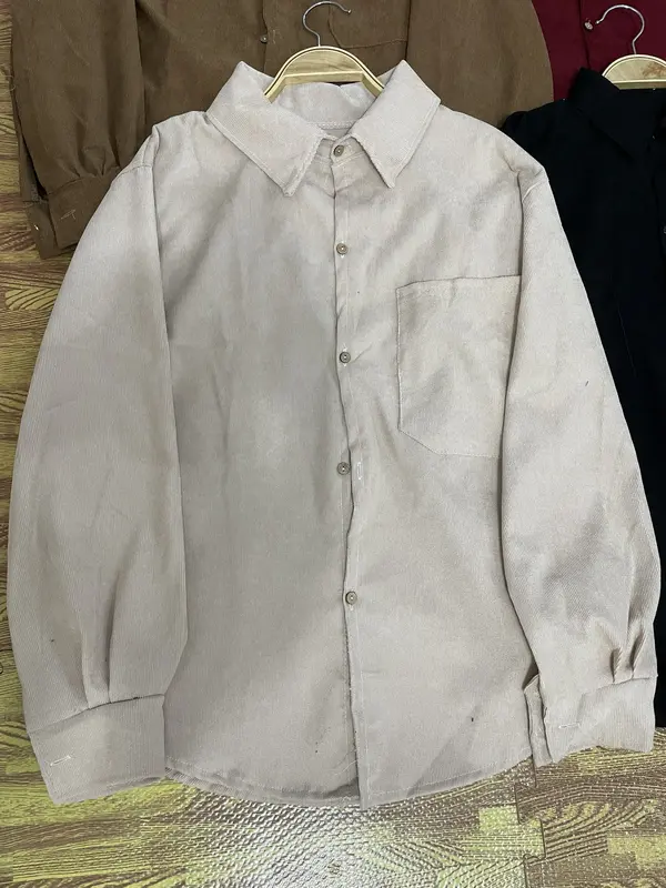 Áo sơ mi nhung tăm dài tay túi nắp form rộng freesize 1