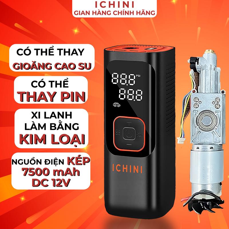Máy bơm lốp ô tô không dây Ichini, bơm lốp xe máy, xe đạp với mã SH03 xi lanh đôi, nguồn điện kép, dung lượng 12000 mAh và mã NW01-P nguồn điện kép, dung lượng 7500 mAh và mã KF02 nguồn DC 12V và mã Pin dành cho NW01-P