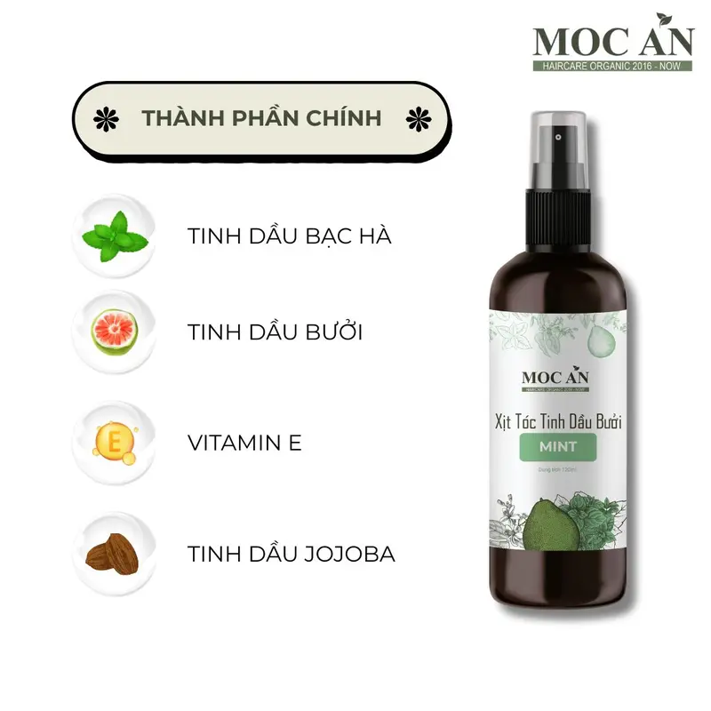 X5BMI120 - Combo 5 Chai Xịt Tinh Dầu Vỏ Bưởi Da Xanh & Tinh Dầu Bạc Hà Mộc Ân Haircare 120ml Hỗ Trợ Giảm Rụng, Mọc Tóc Chăm Sóc Tóc 4