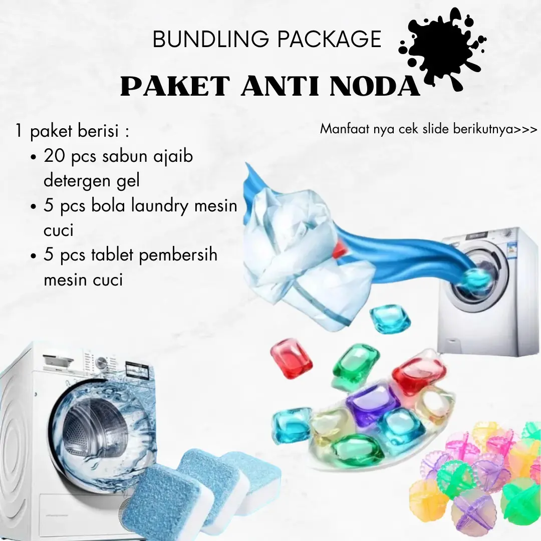 PAKET 3IN1 DETERGEN BALL FREE TABLET PEMBERSIH MESIN CUCI DAN BOLA PEMBERSIH BAJU  Anti bakteri wangi dan tahan lama Biru Kuning Gel