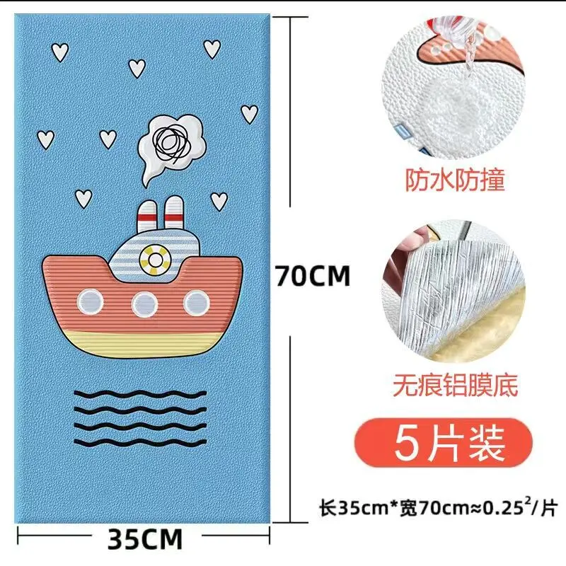 Tấm Chống Va Chạm Tự Dính, Gói Mềm, Thiết Kế Hoạt Hình, Thích Hợp Cho Phòng Trẻ Em Và Mẫu Giáo, Miếng Dán Trang Trí Tường Xung Quanh Đầu Giường Cũi, Hàng Rào Đầu Giường, Giấy Dán Tường Decal Gạch Tranh Decor Decor Phòng Đồng 8