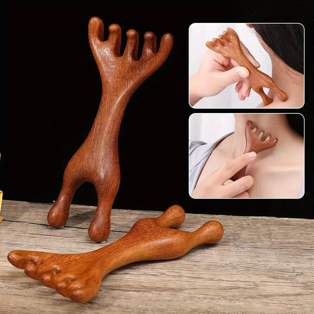 Six Claws Dual-purpose Antler Comb Massage Comb Head Therapy Scraping Gua Sha Dredging Scraping Eye Scalp Massage Meridian Comb