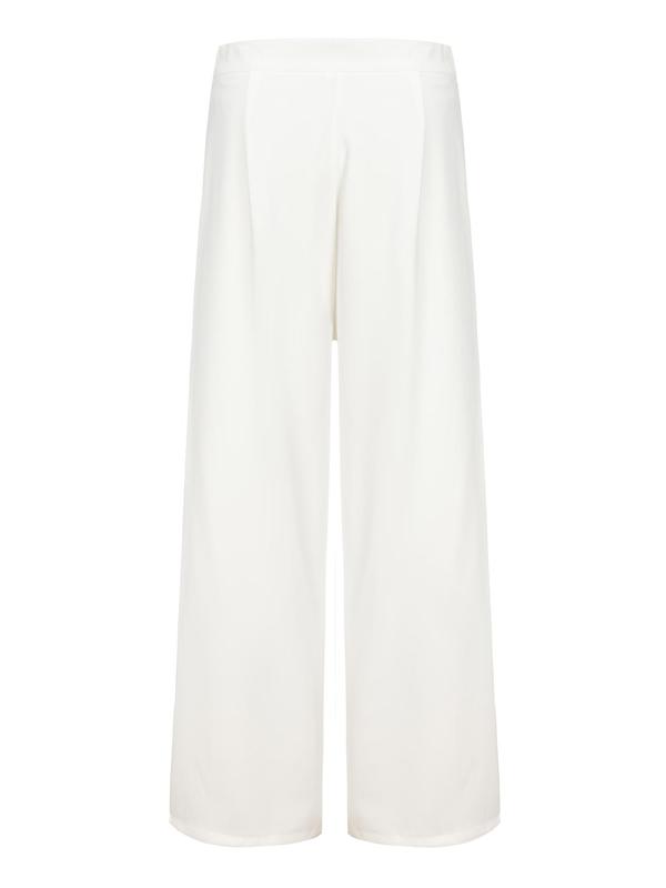 Women's Plain High Rise Wide Leg Pants, Elegant Formal Solid Trousers for Work Office Business, Ladies Bottoms for Spring & Fall 1