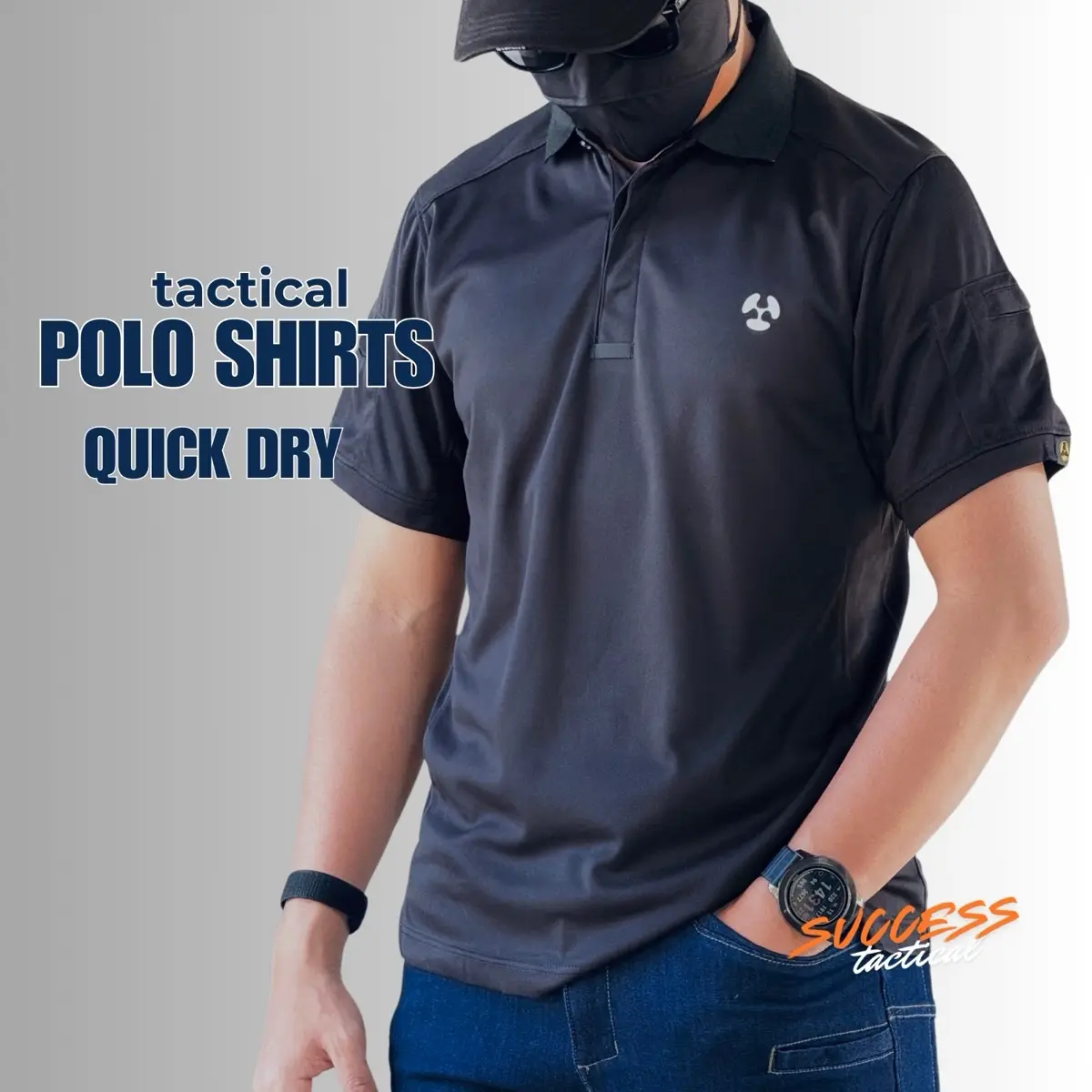 Tactical T-shirt เสื้อPOLO ยุทธวิธี Quick Dry ผ้าโพลีเอสเตอร์100% โปโล ผู้ชาย คอปก Clothing Man สีเทา น้ำเงิน สุภาพบุรุษ
