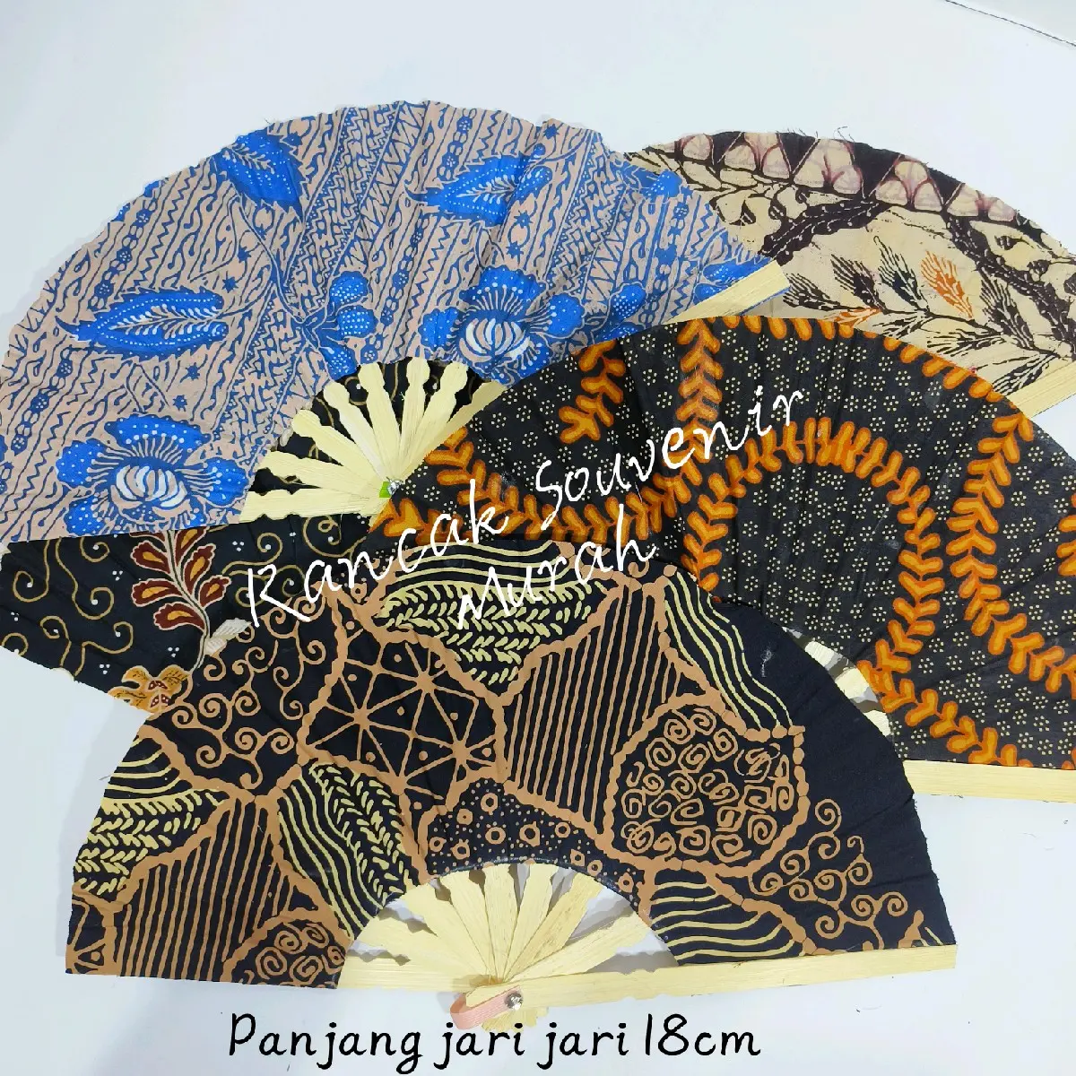 Isi 50 Pcs Souvenir Kipas Batik Sedang Kemasan Plastik Bonus Kartu Ucapan Terimakasih Souvenir Pernikahan Ulang tahun Kain