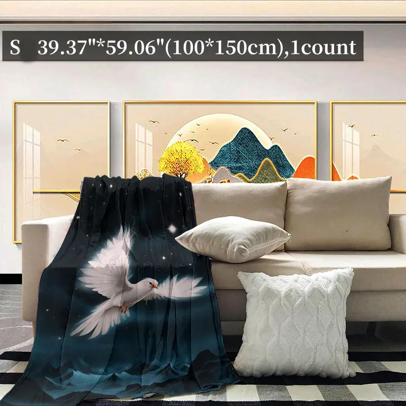 Dove Pattern Blanket, Soft Comfy Throw Blanket, Air-conditioned Room Blanket, Warm Nap Blanket for Home Office Travel Camping 4