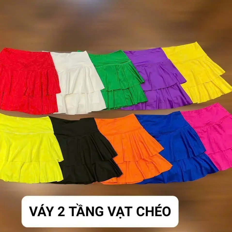 Váy 2 Tầng Cạp Chéo tập Zumba,Gym, Yoga, Aerobic, Shuffle Dance, thể dục nữ Thun Sport