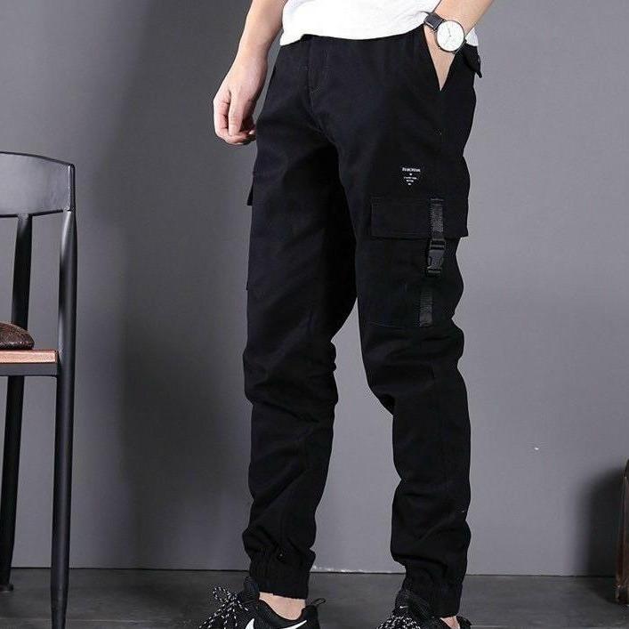 Quần Jogger Nam ống bó kiểu túi có dây màu đen - chất kaki phong cách thời trang 08 Menswear Pants