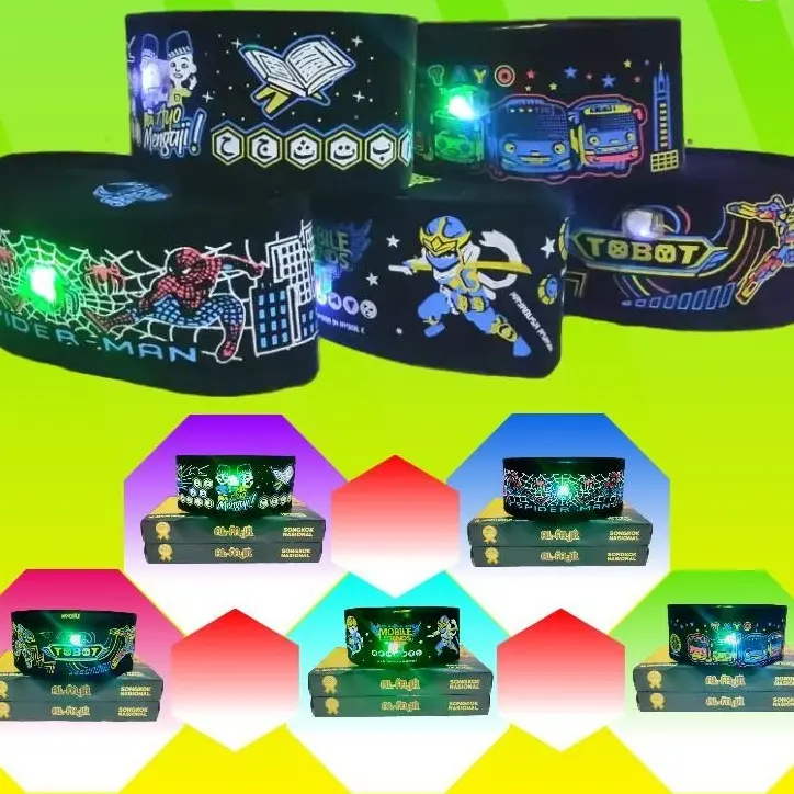 Peci Songkok Kopiah Motif Karakter Anak dengan Lampu LED Bordir Kuat dan Lembut Nyaman Dipakai 1