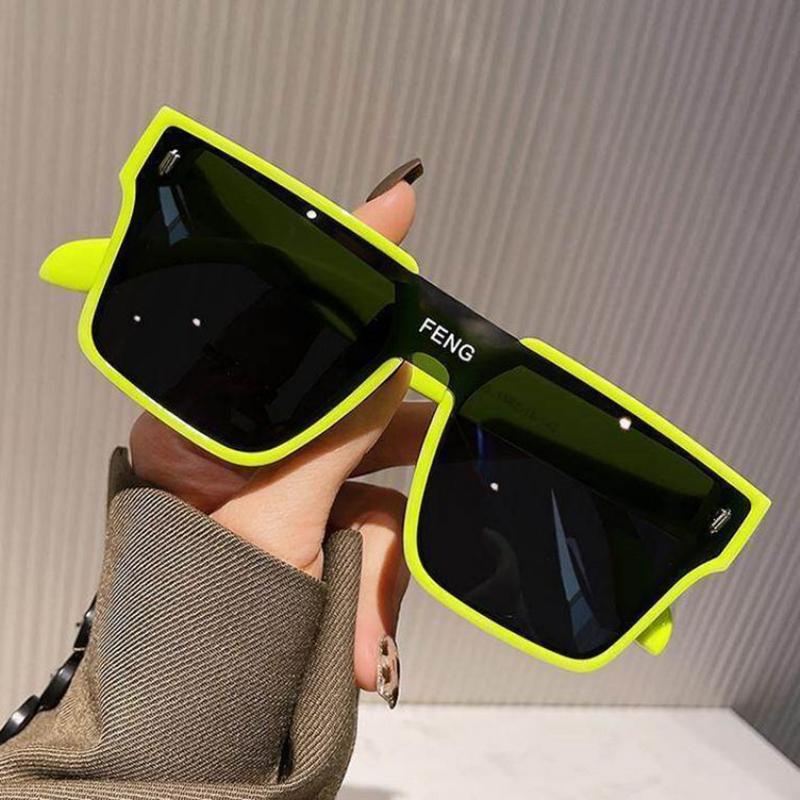 Kính mát gọng vuông lớn họa tiết chữ chống tia UV thời trang dành cho nam và nữ