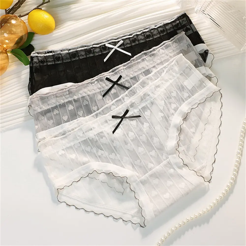Quần Lót Tam Giác, Ren Lưới, Phong Cách Cô Gái Sexy Ngọt Ngào Cạp Thấp Thoải Mái Và Thoáng Khí, Không đường May, Đồ Lót Thoải Mái