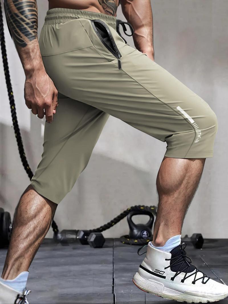 Product Introduction of Men's Solid Color Drawstring Waist Zipper Pocket Shorts, Regular Fit Casual Breathable Comfortable Shorts for Summer, Men's Bottoms for Gym Workout Running 6