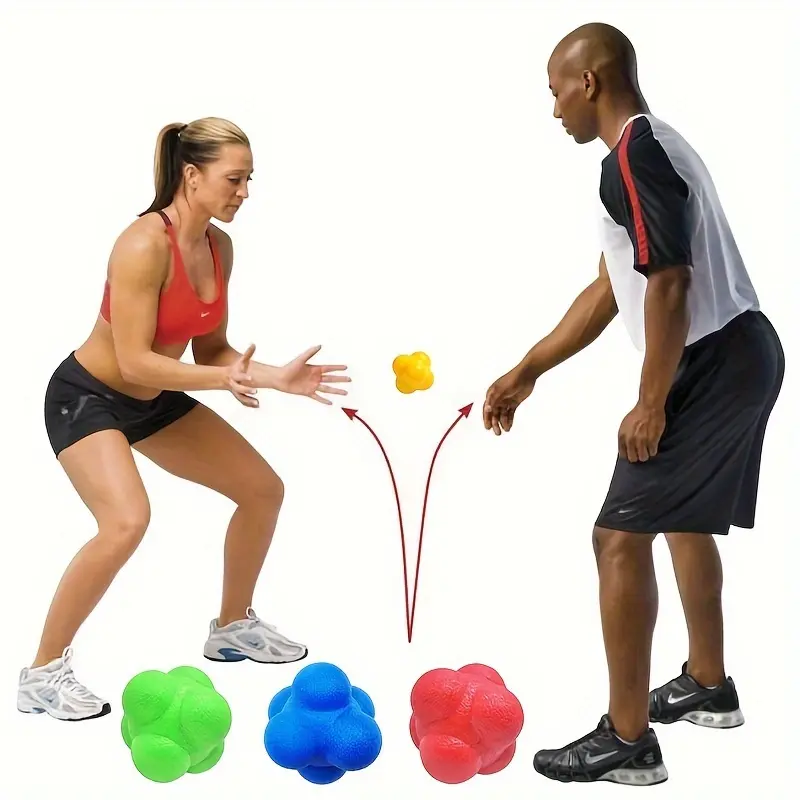 3pcs Hexagonal Speed Training Balls, Sensitivity Response Elastic Balls, Natural Rubber Agility and Reflex Training, Various Colors, Suitable for Adults, Suitable for Independence Day, New Year, Labor Day, Father's Day, Teacher's Day 1