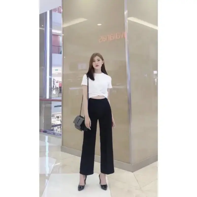Quần suông dáng ngắn ống rộng khóa sườn - ms 2226 Nữ Pants 1