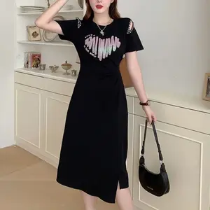 Midi Dress LOVE 8661 premium Santai Polos Liburan