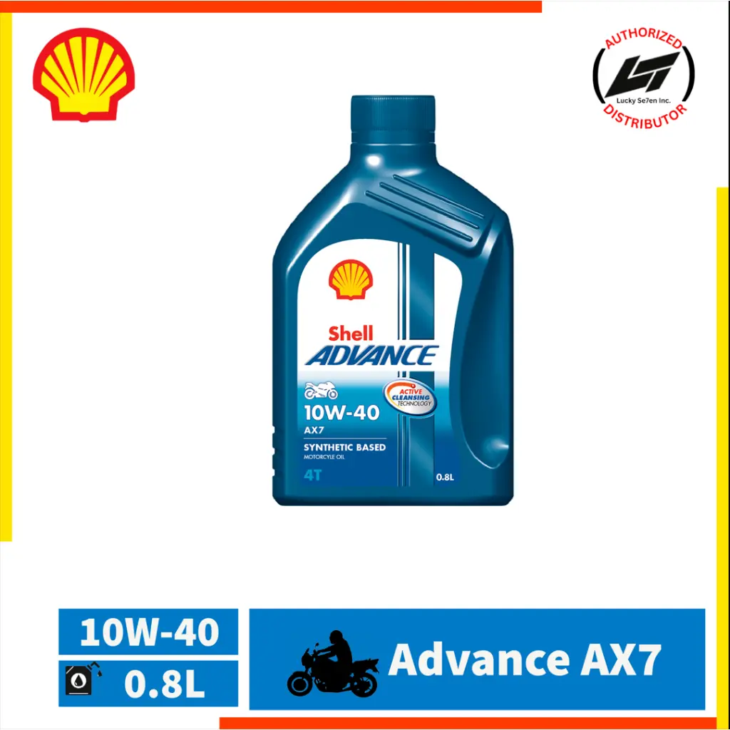 Shell Ax7 Quality Shell Advance AX7 10W-40 0.8L High-Performance Motorcycle Oil with ...