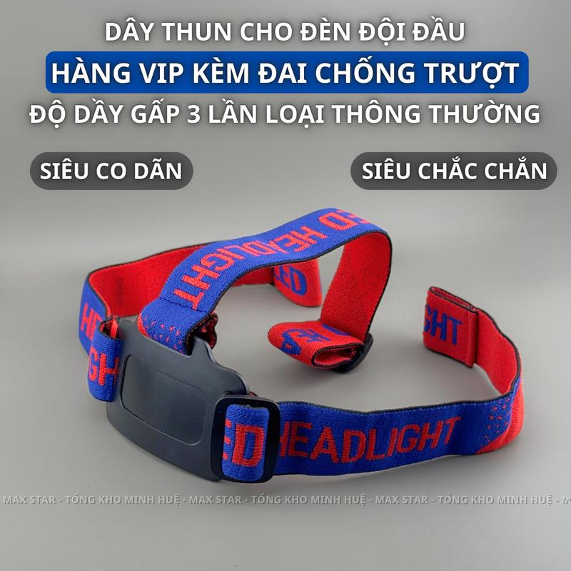 Dây đeo cho đèn đội đầu co dãn tốt hàng VIP, Dây thun đèn đội đầu, Dây đai đeo đầu, Dây thun đèn pin đeo đầu