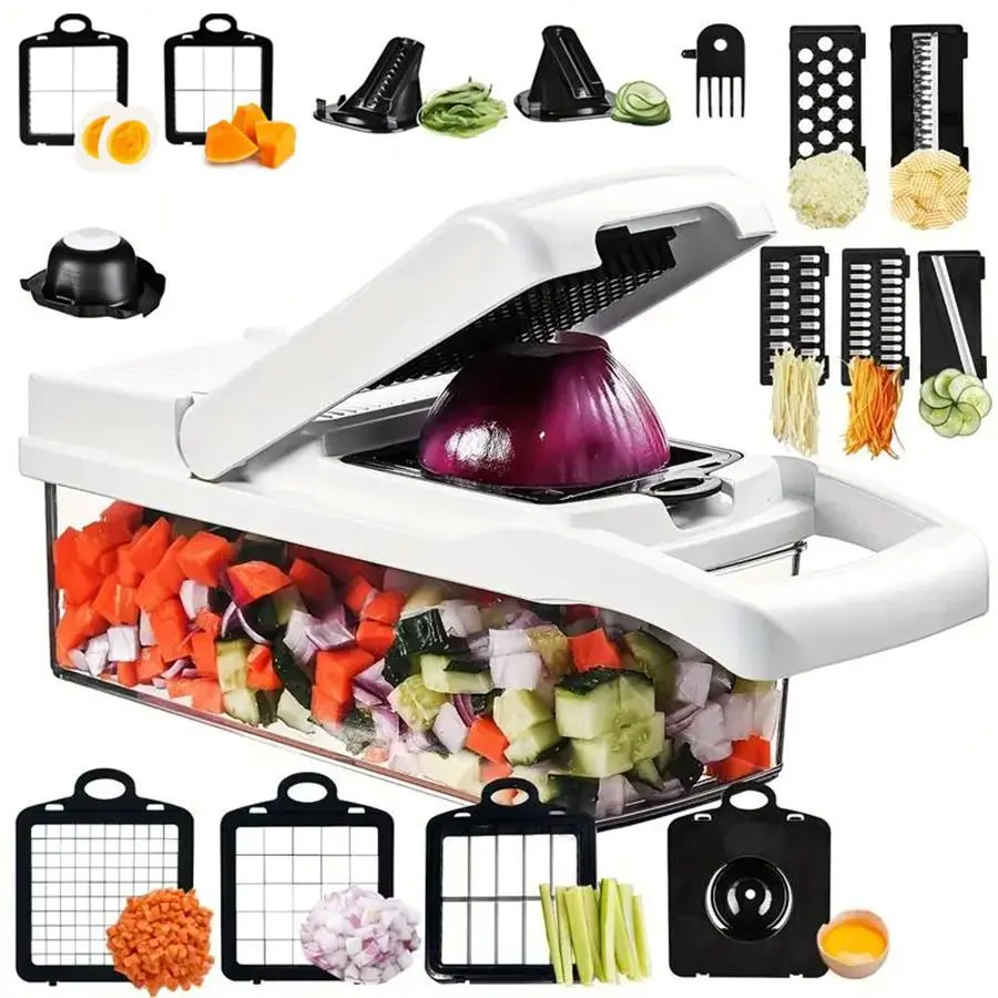 22 in 1 Vegetable Chopper, 1 Set Multifunctional Vegetable Chopper, Vegetable Slicer, Potato Carrot Mango Cutter, Kitchen Gadgets, Dad Gifts for Fathers Day, Summer for Gift