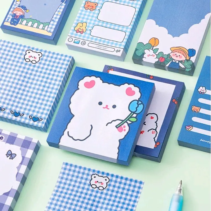 STICKY NOTES MOTIF LUCU WARNA BIRU • SHARING ISI 20 LEMBAR • BAHAN JURNALING/SCRAPBOOK 0
