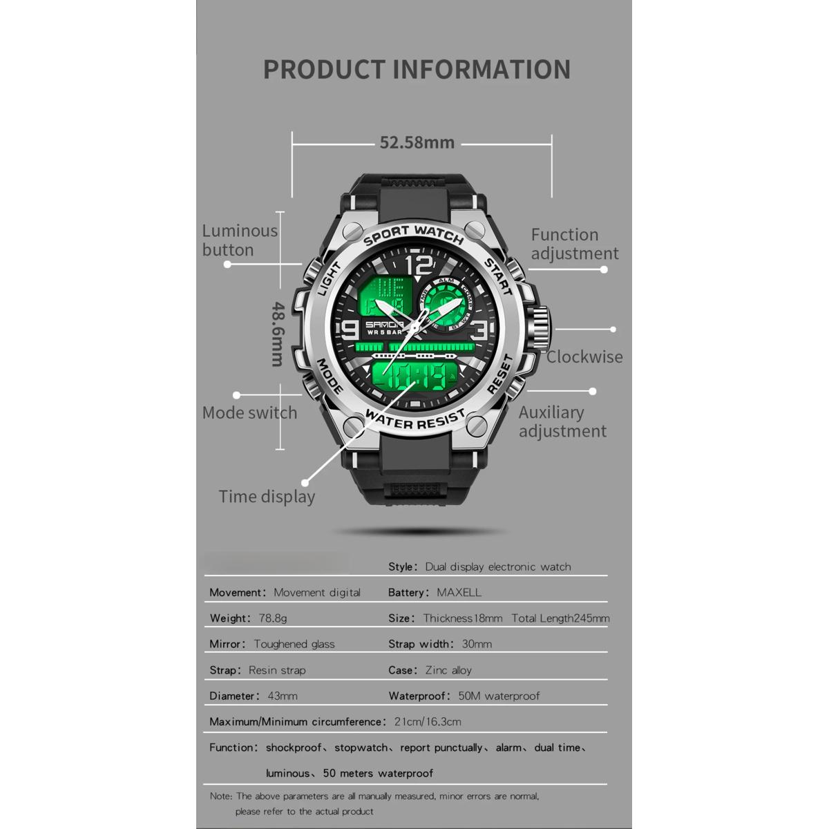 Men Sports Quartz Watches Dual Display LED Electronic Digital Wristwatches Waterproof Military Watch Relogios Masculino Men Sports Quartz Watches Dual Display LED Electronic Digital Wristwatches Waterproof Military Watch Relogios Masculino