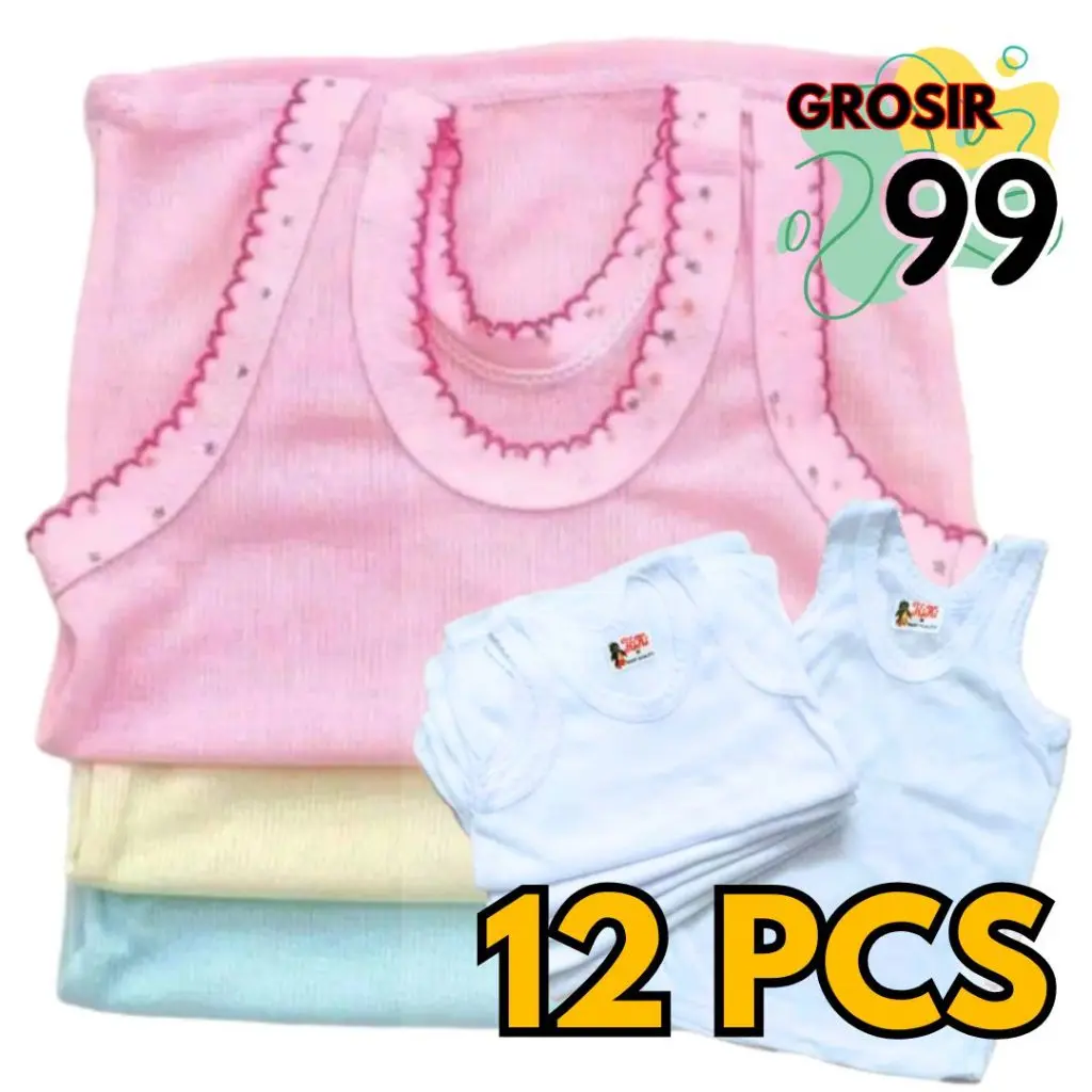 [12 pcs] Kaos dalam bayi murah kaos singlet KIKI GROSIR GROSIR2