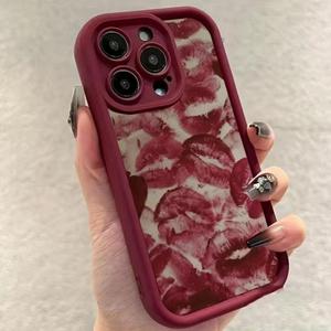 Funda para celular con estampado de labios rojos, cubierta protectora antigolpes, accesorio compatible con iPhone 15 14 13 12 11 XS XR X 7 8 Plus Pro Max