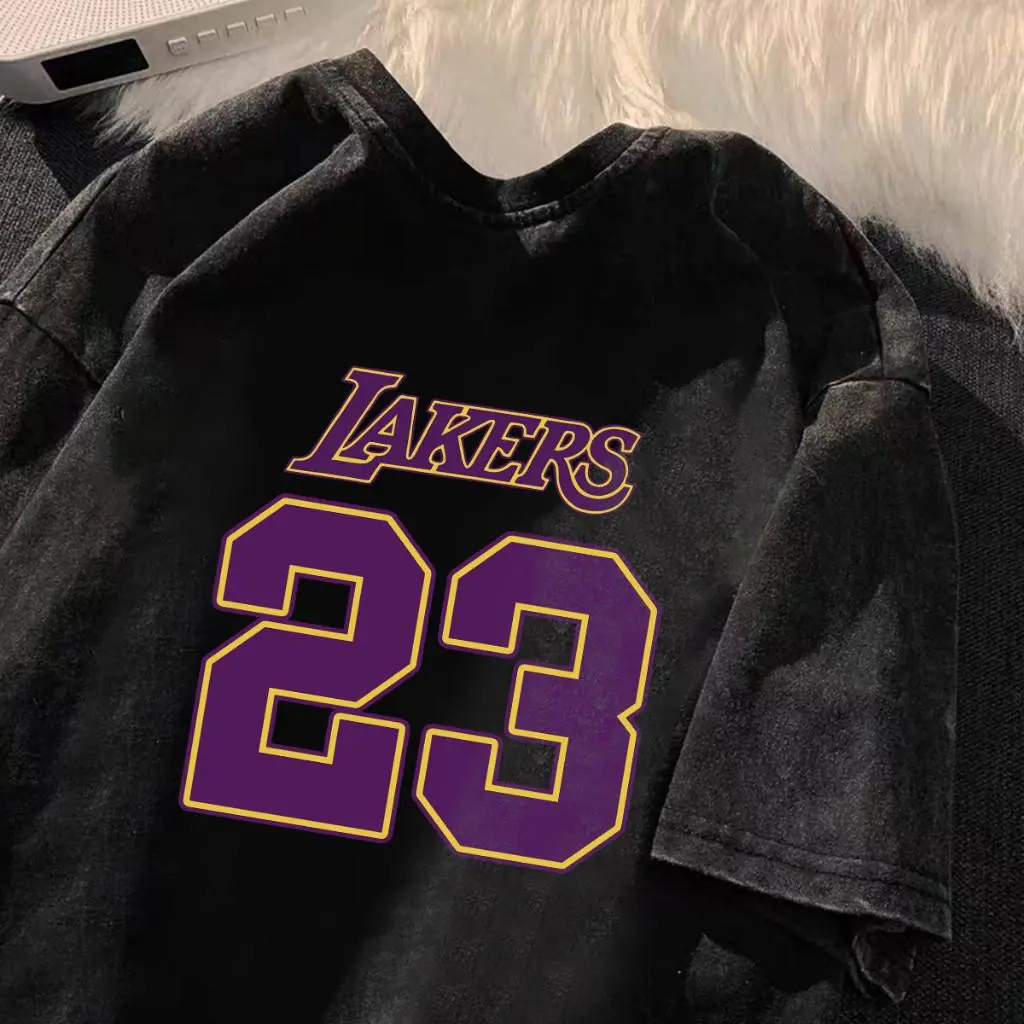 Tshirt Lengan Pendek Kaos Oversize Lakers 23 Korean style Bahan 100% Cotton