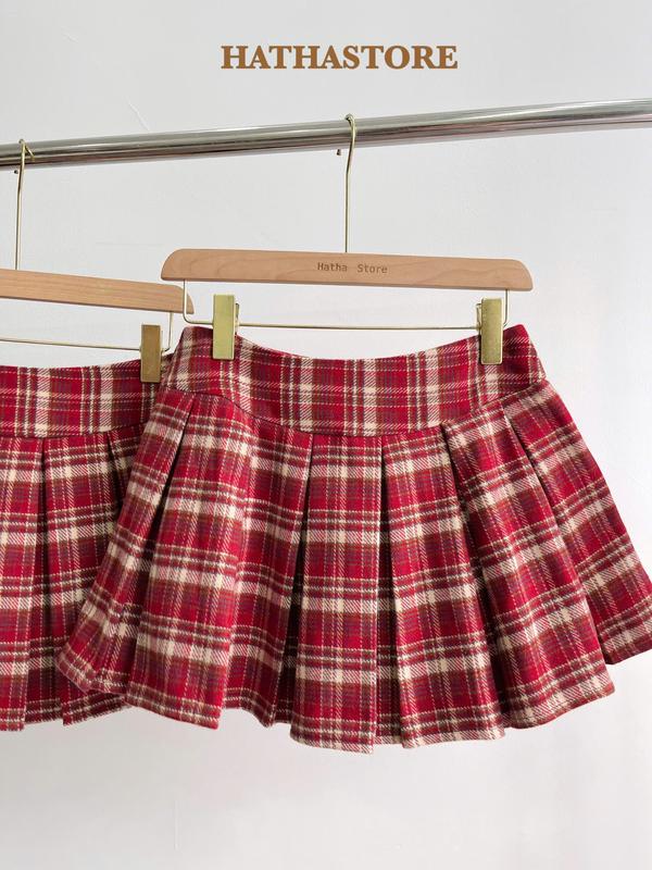 HATHASTORE BIGSIZE - CHÂN VÁY QUẦN KẺ SỌC CARO ĐỎ HOTTREND STYLE CÁ TÍNH