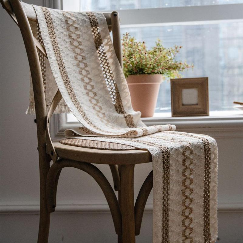 Rhombus Striped Table Runner, 1 Count Dining Room Decorative Runner, Washable Tablecloth for Home Kitchen Canteen 2